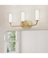 Mack 3-Light Vanity Light with Layered Glass Shades Brushed Gold
