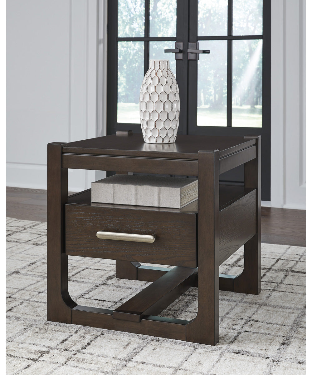 Breckington Square End Table Dark Brown