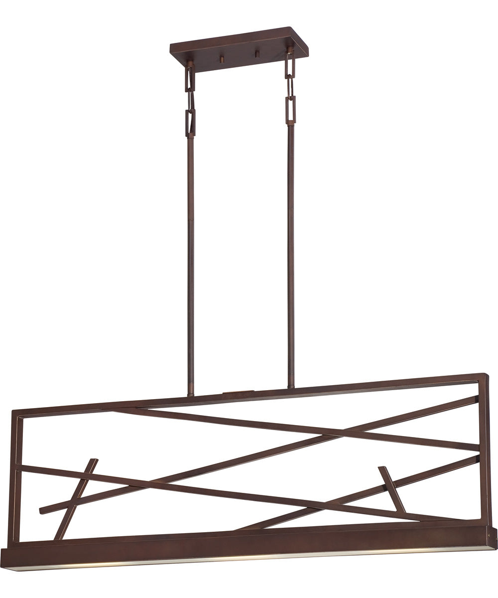 36"W Stix 3-Light Pendant Patina Bronze