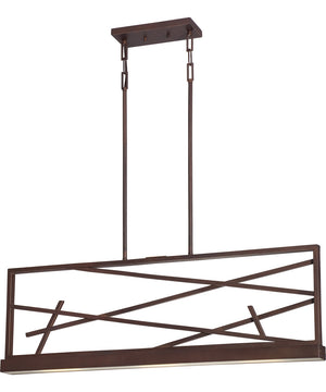 36"W Stix 3-Light Pendant Patina Bronze