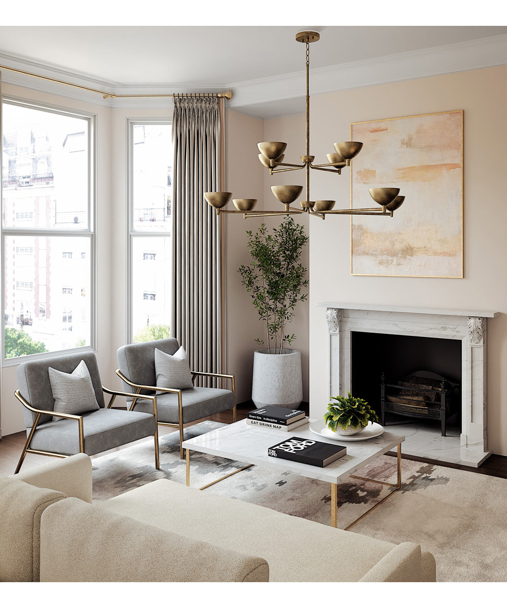 Francesca 10-Light Chandelier Feathered Gold
