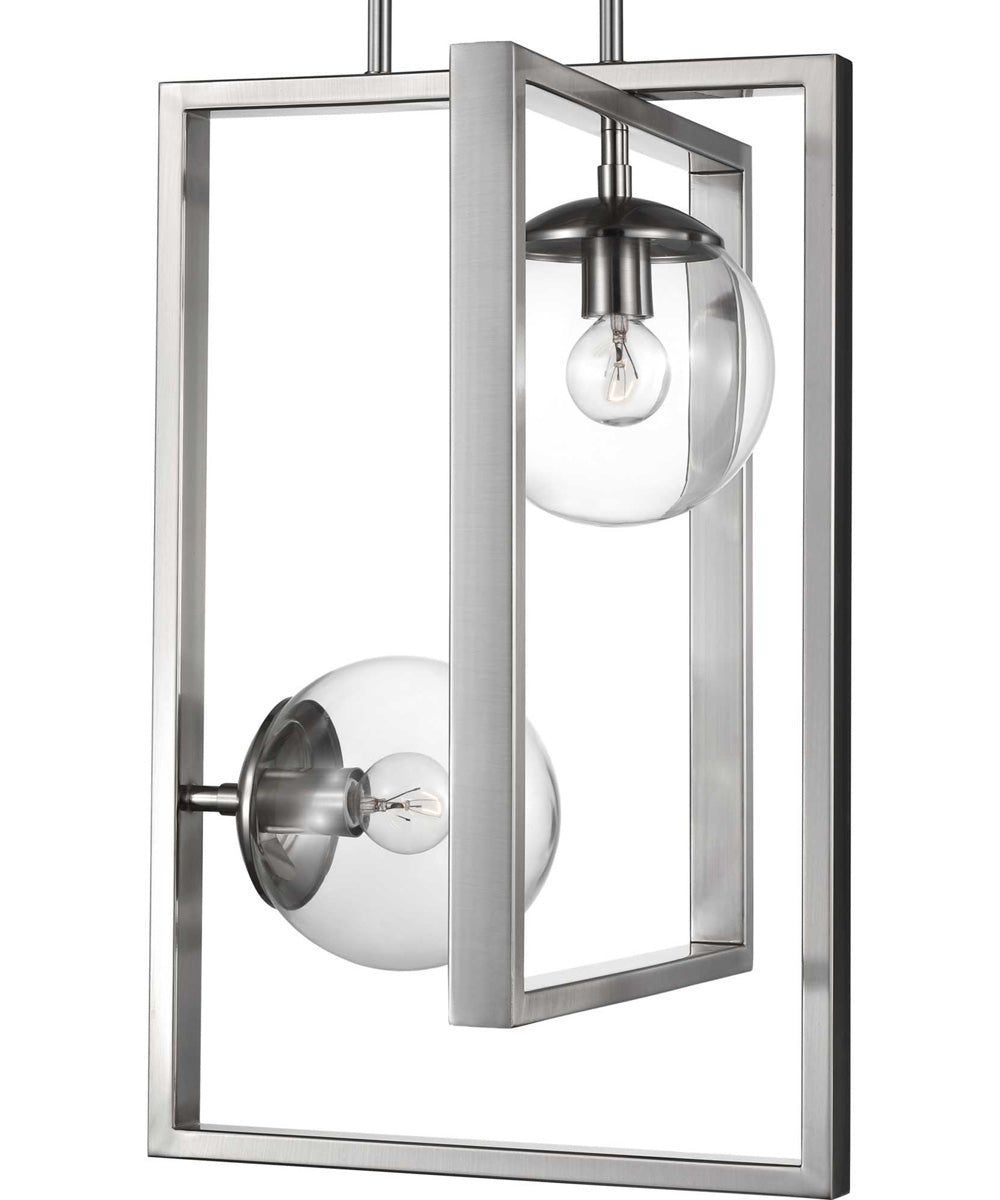 Atwell 2-Light Clear Glass Luxe Pendant Light Brushed Nickel