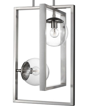 Atwell 2-Light Clear Glass Luxe Pendant Light Brushed Nickel