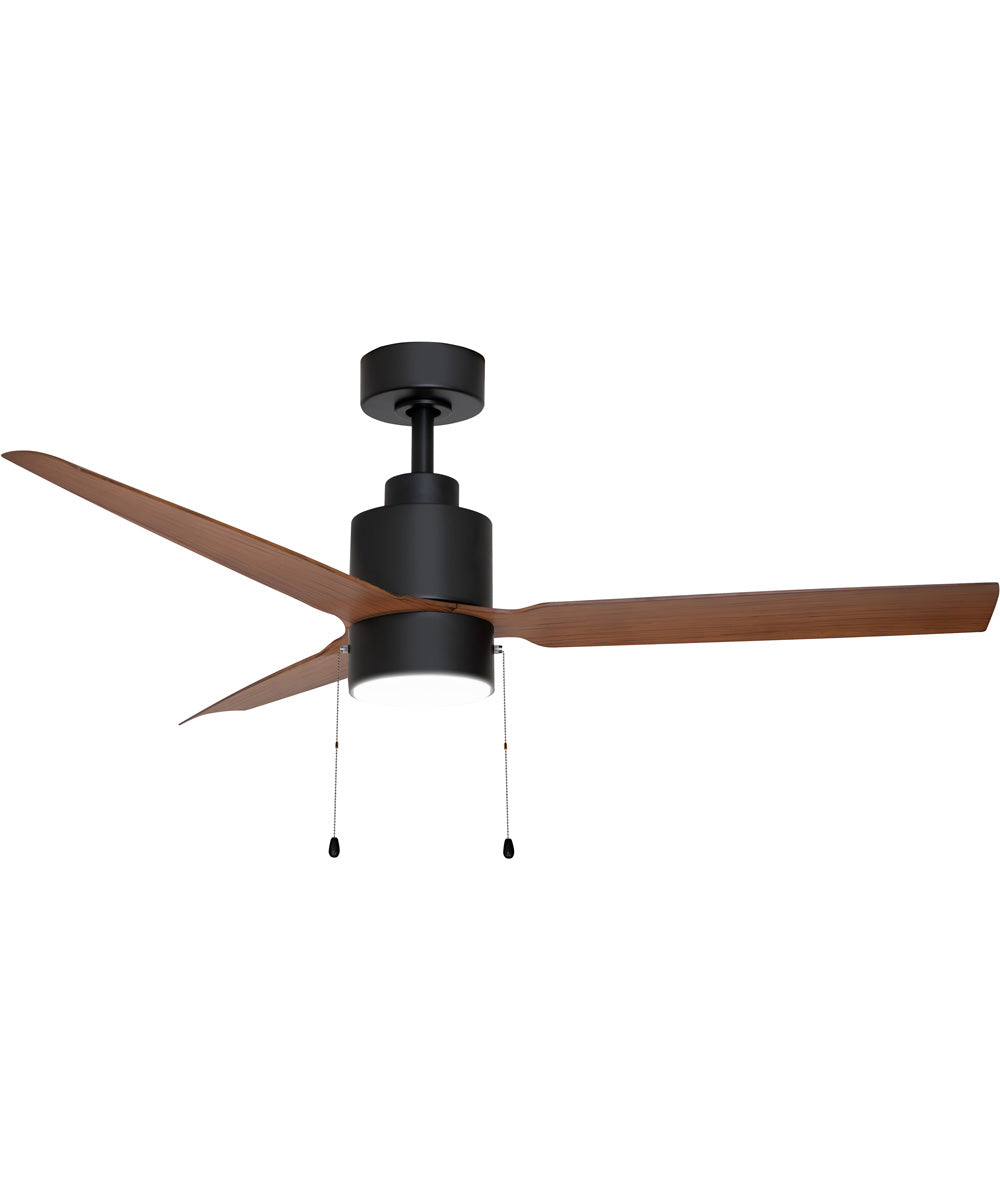 Falcon Pull Chain 52 inch In/Outdoor Fan w LED Light Black / Walnut