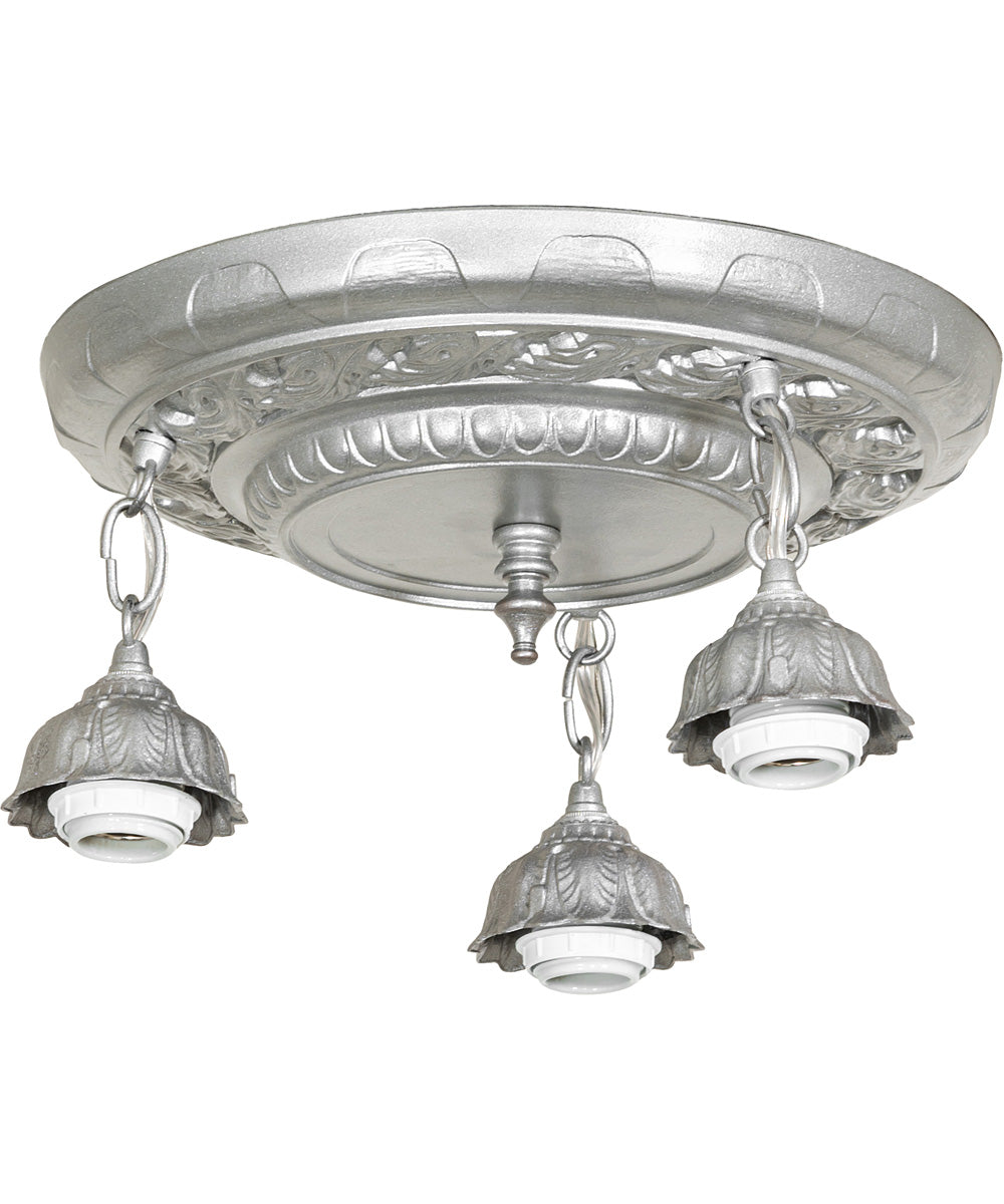 16" Wide Victorian Ruffle 3 Light Semi-Flushmount