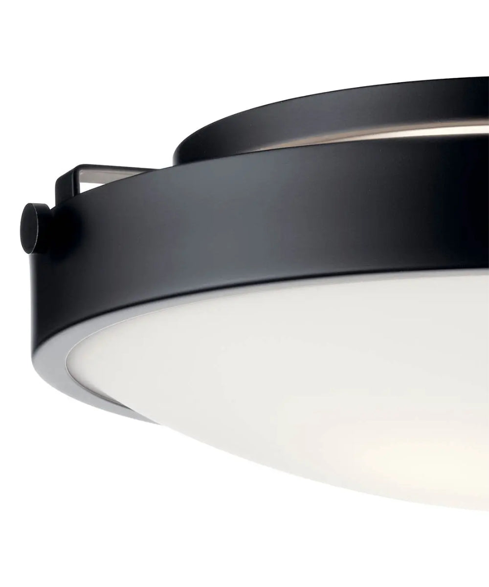 17"w Lytham 3-Light Flush Mount Light Black Finish with Satin Etched White Glass Shade