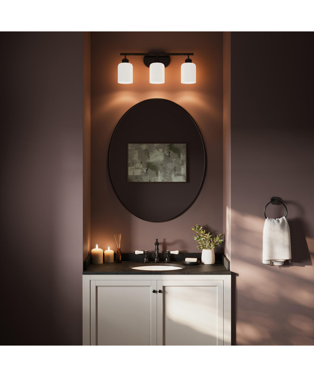 Reines 3-Light Bath Vanity with Opal Glass Shades Matte Black