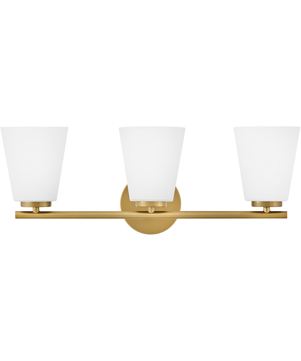 Bri 3-Light Medium Three Light Vanity in Lacquered Brass