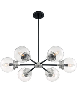30"W Axis 6-Light Chandelier Matte Black / Brushed Nickel Accents