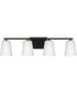 Vertex 4-Light Etched White Glass Contemporary Bath Light Matte Black
