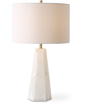 Marble Accent Table Lamp in Cream with Off-White Linen