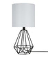 Catalina 18"H Metal Geometric Cage Matte Black Finish Table Lamp with White Linen Drum Shade