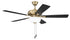 EOS 2 Light Frosted White Bowl 52" Ceiling Fan 2-Light Fan Satin Brass