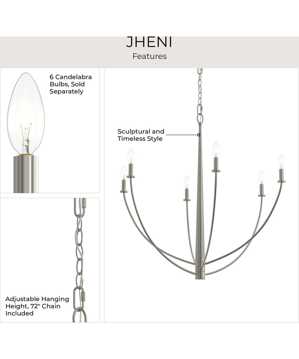 Jheni 6-Light Large Chandelier Brushed Nickel