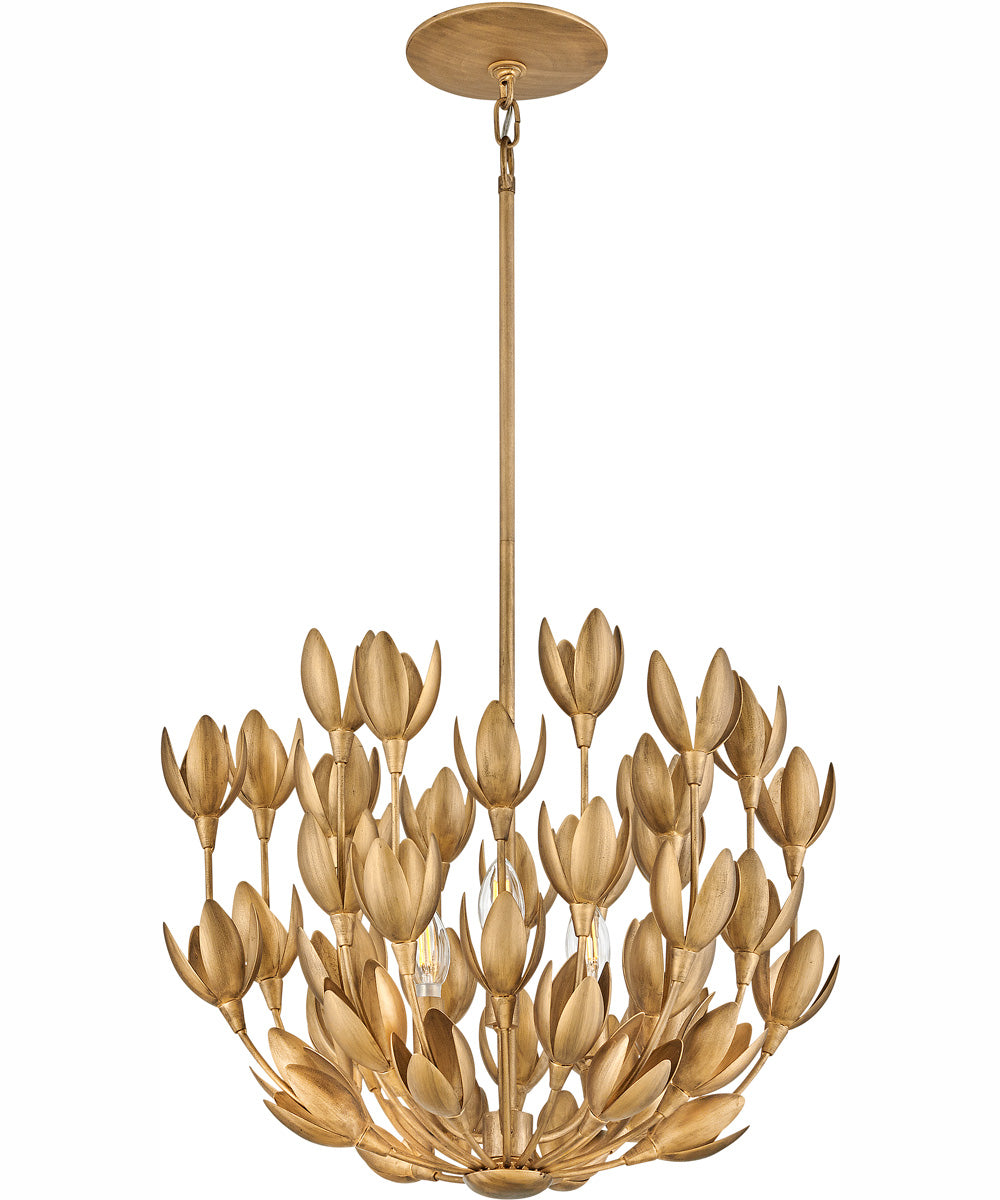 Flora 3-Light Large Convertible Semi-Flush Mount in Burnished Gold