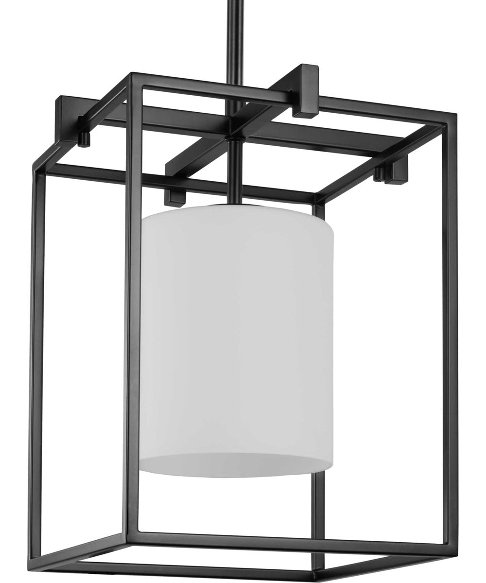 Chadwick 1-Light Etched Opal Glass Modern Pendant Light Matte Black