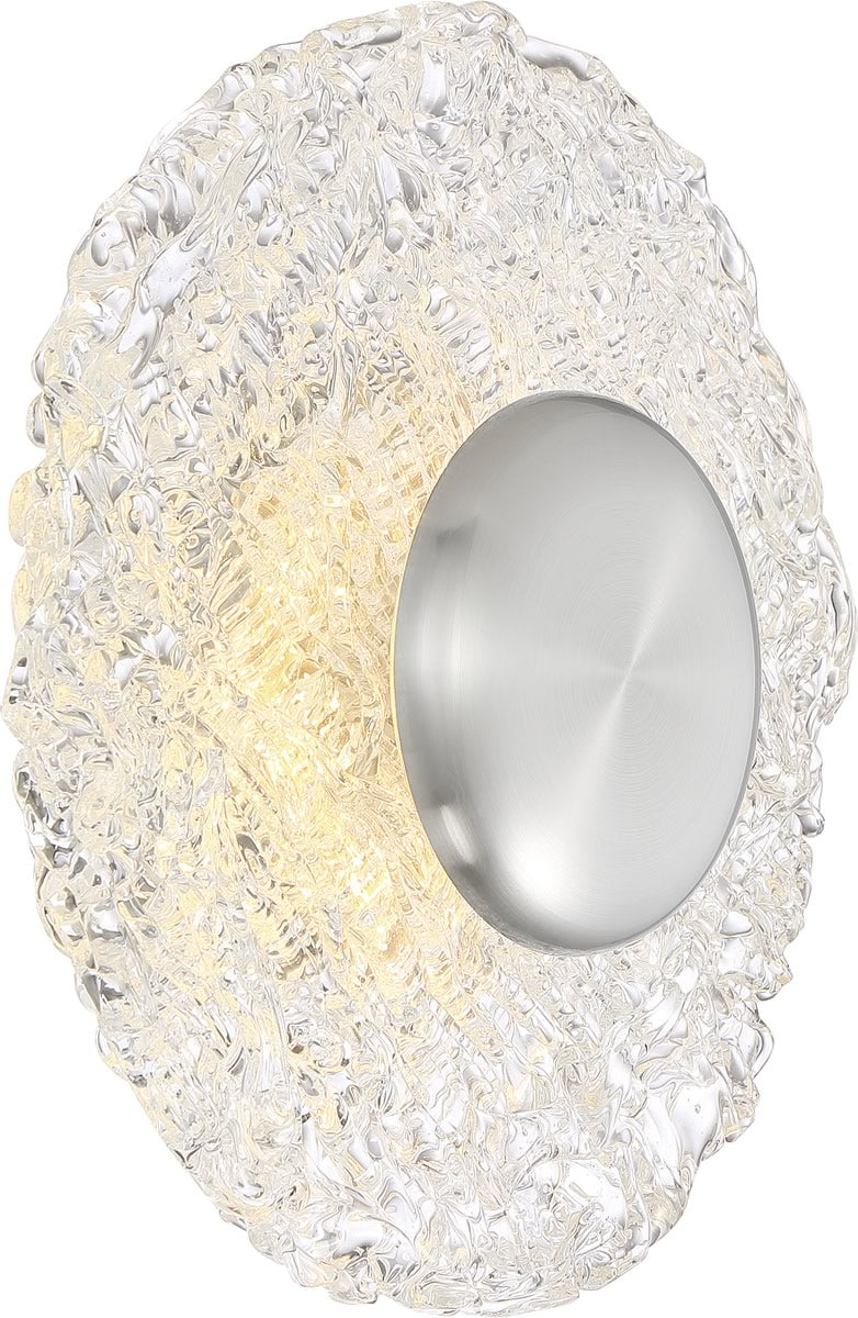 10"W Riverbed 1-Light LED Flush Mount Polished Nickel