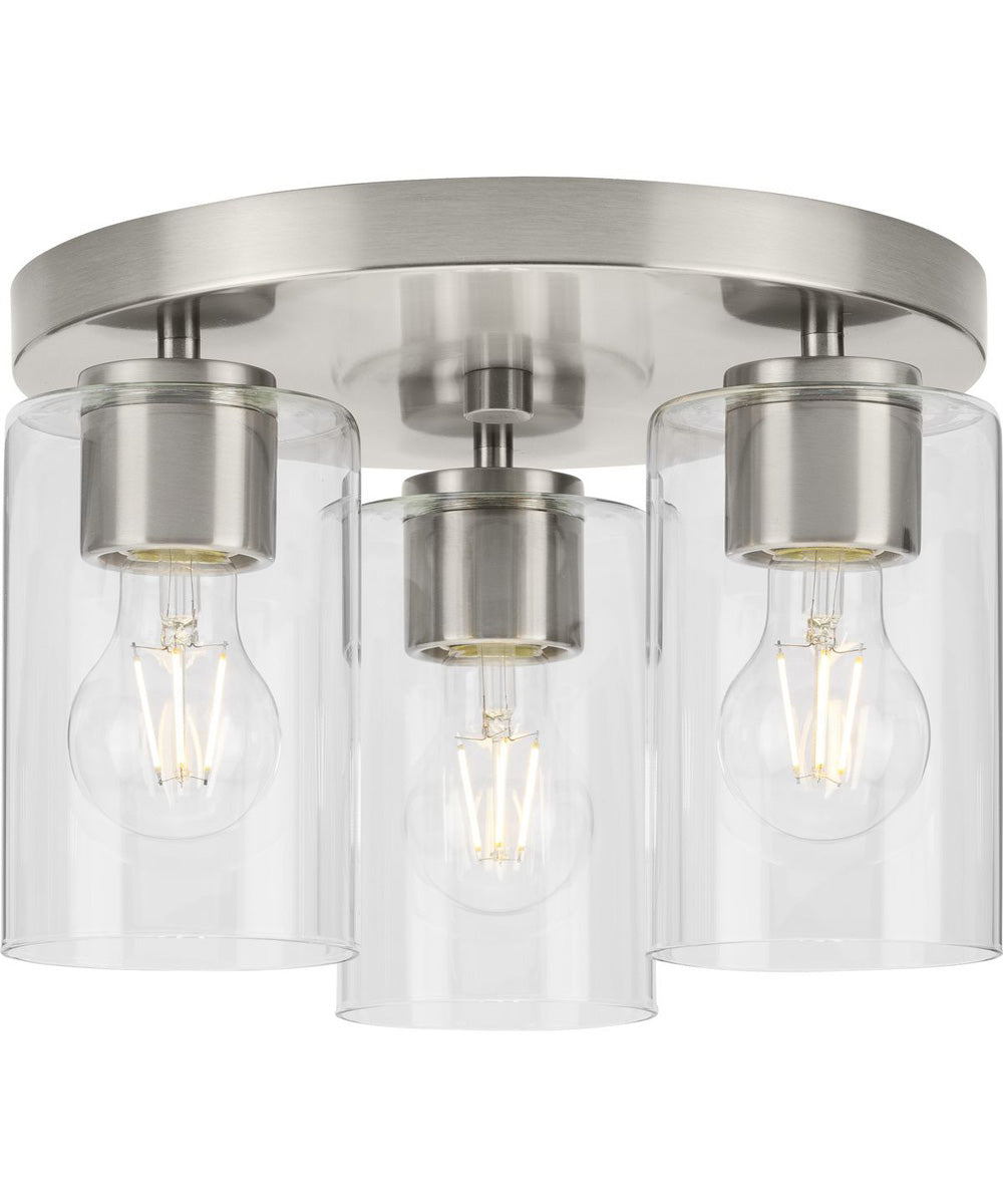 Cofield 12 in. 3-Light Flush Mount P350237 Brushed Nickel