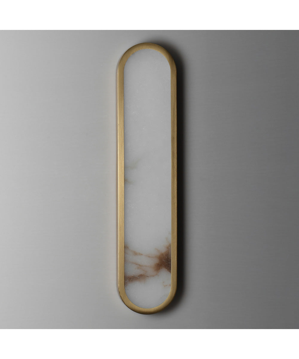 Plinth 24 inch LED  Alabaster Wall Sconce Natural Aged Brass