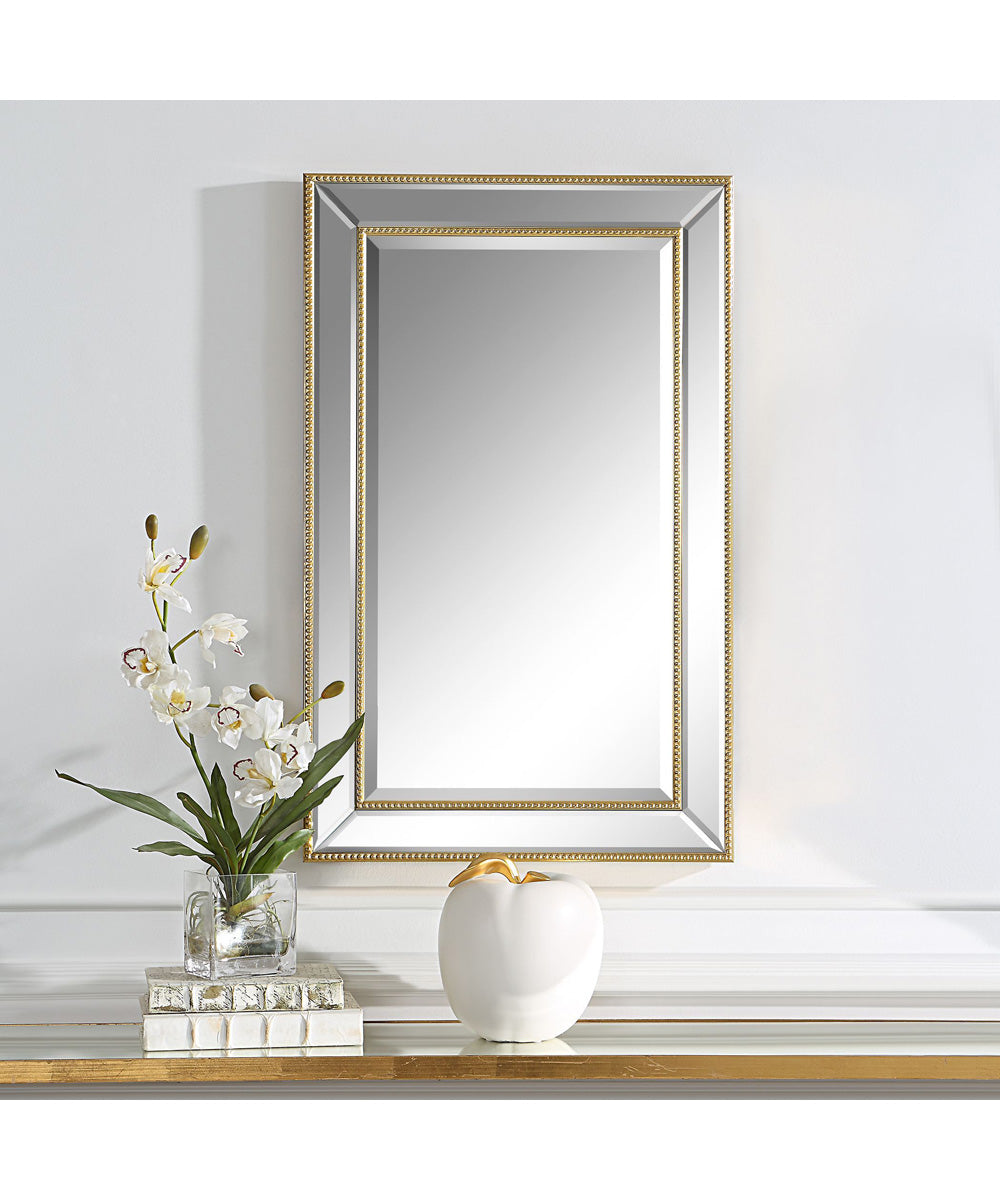 20x32" Wall Mirror Beveled with Gold Beading