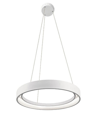 24"w Fornello 1-Light Modern Ring LED Chandelier Pendant Light Textured White Finish