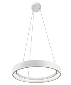 24"w Fornello 1-Light Modern Ring LED Chandelier Pendant Light Textured White Finish