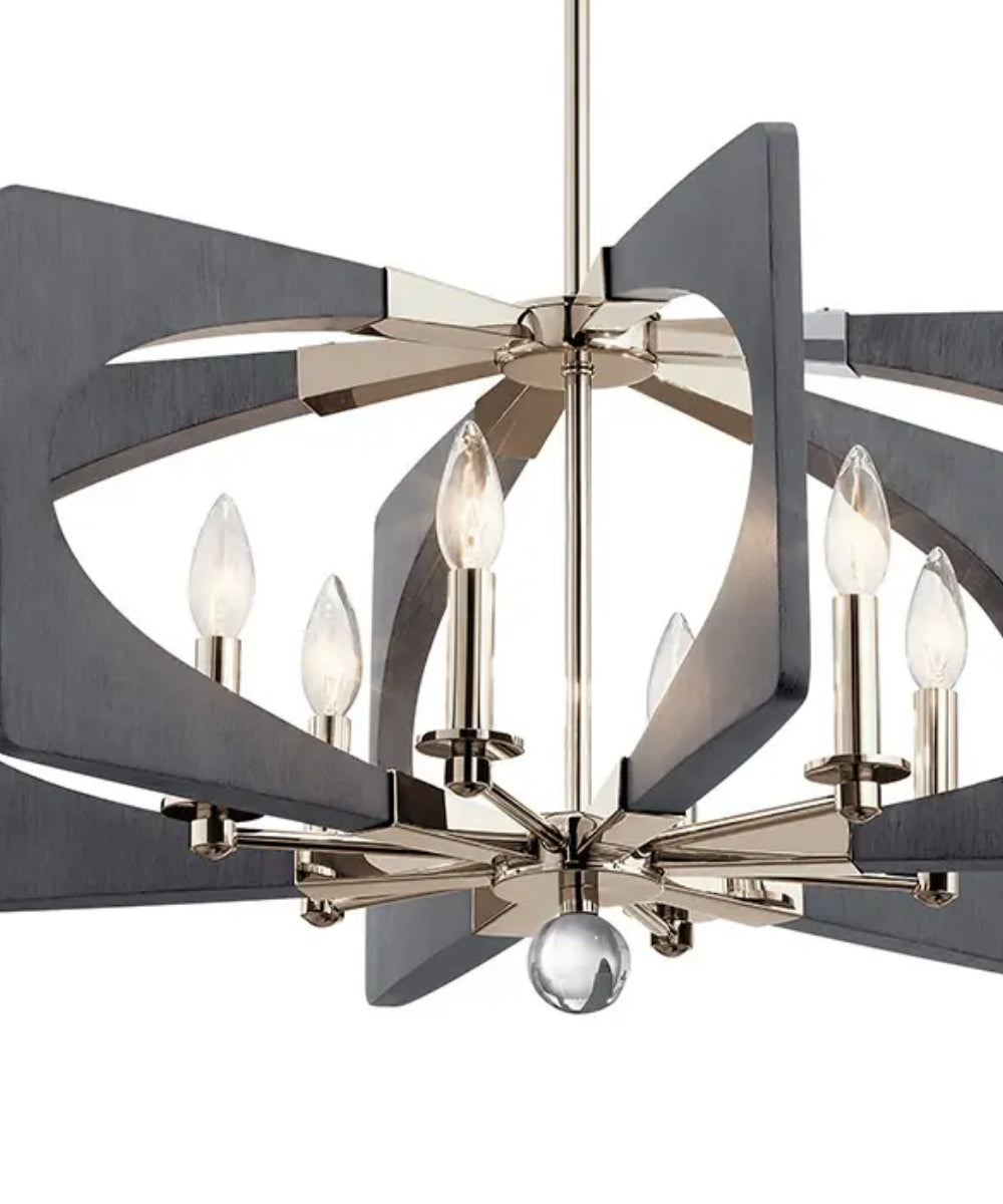 Alscar 28"W 6-Light Driftwood Grey Finish Modern Chandelier Light by Kichler
