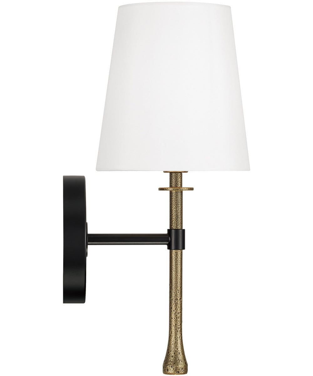 Hollis 1-Light Sconce Matte Black with Hammered Gold