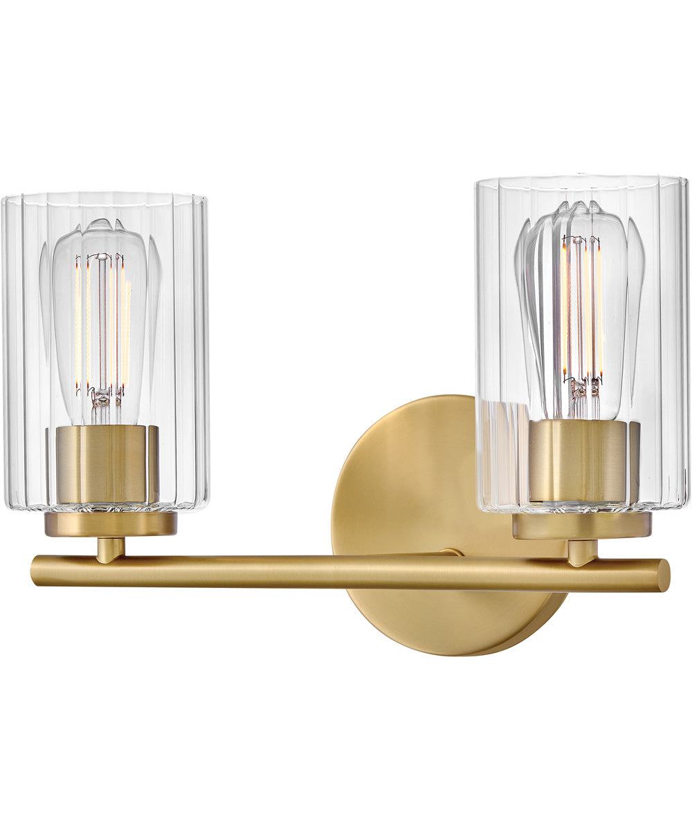 Leta 2-Light Small Two Light Vanity in Lacquered Brass