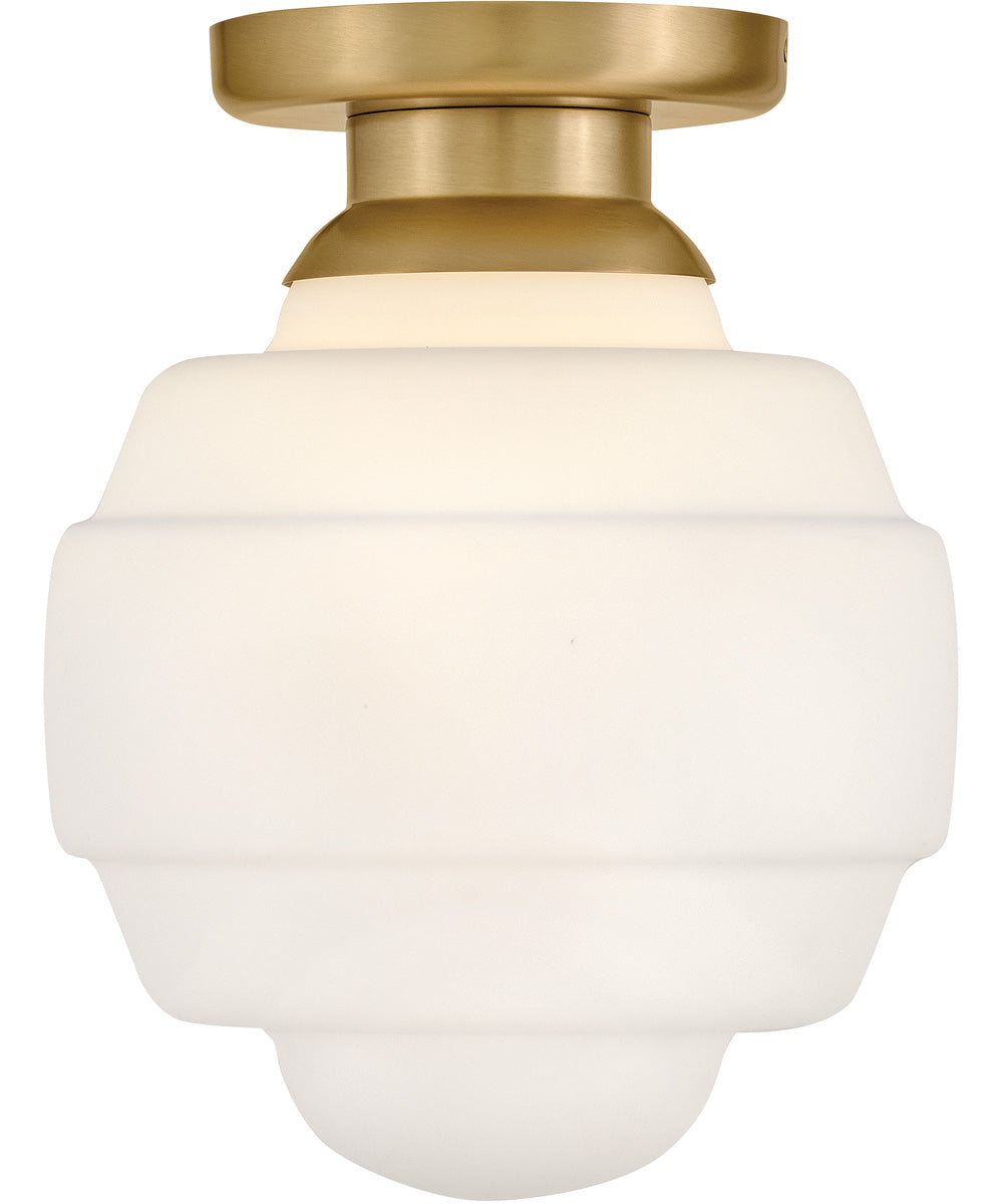 Penny 1-Light Small Flush Mount in Lacquered Brass