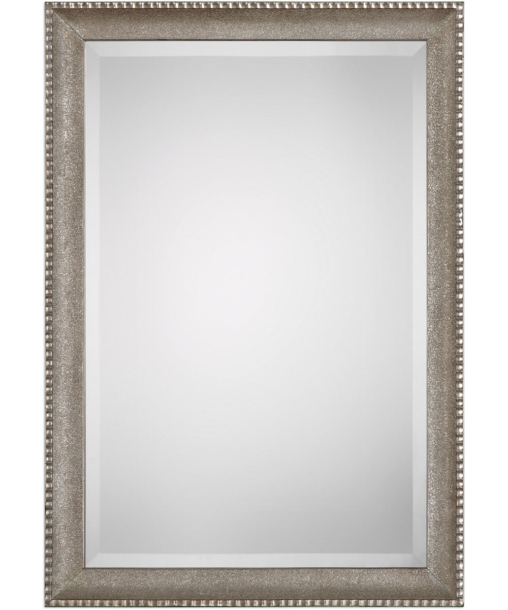 24x34" Wall Mirror with Textured Surface in Metallic Silver