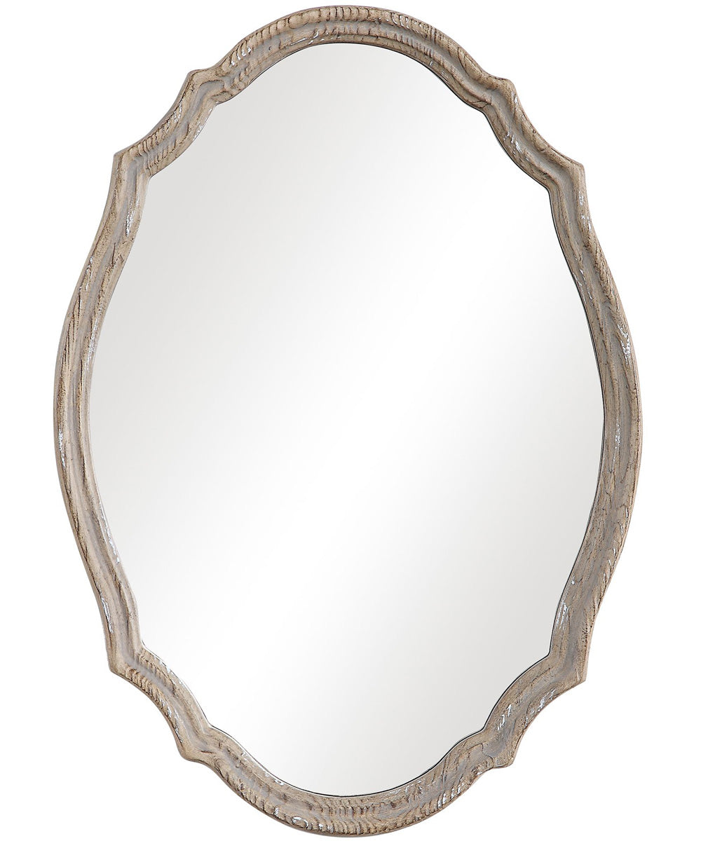 24x34" Wall Mirror Natural Wood-Effect with Light Ivory