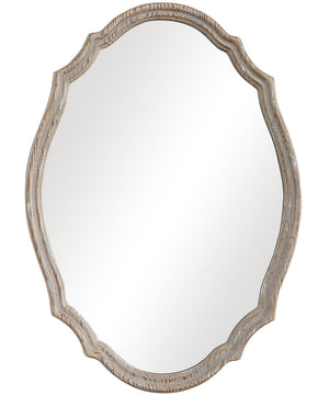 24x34" Wall Mirror Natural Wood-Effect with Light Ivory