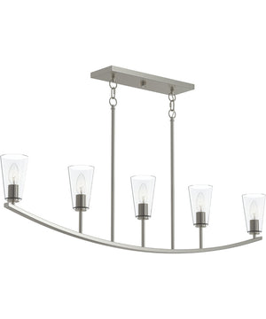Jheni 5-Light Linear Chandelier with Clear Glass Shades Brushed Nickel