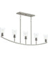 Jheni 5-Light Linear Chandelier with Clear Glass Shades Brushed Nickel