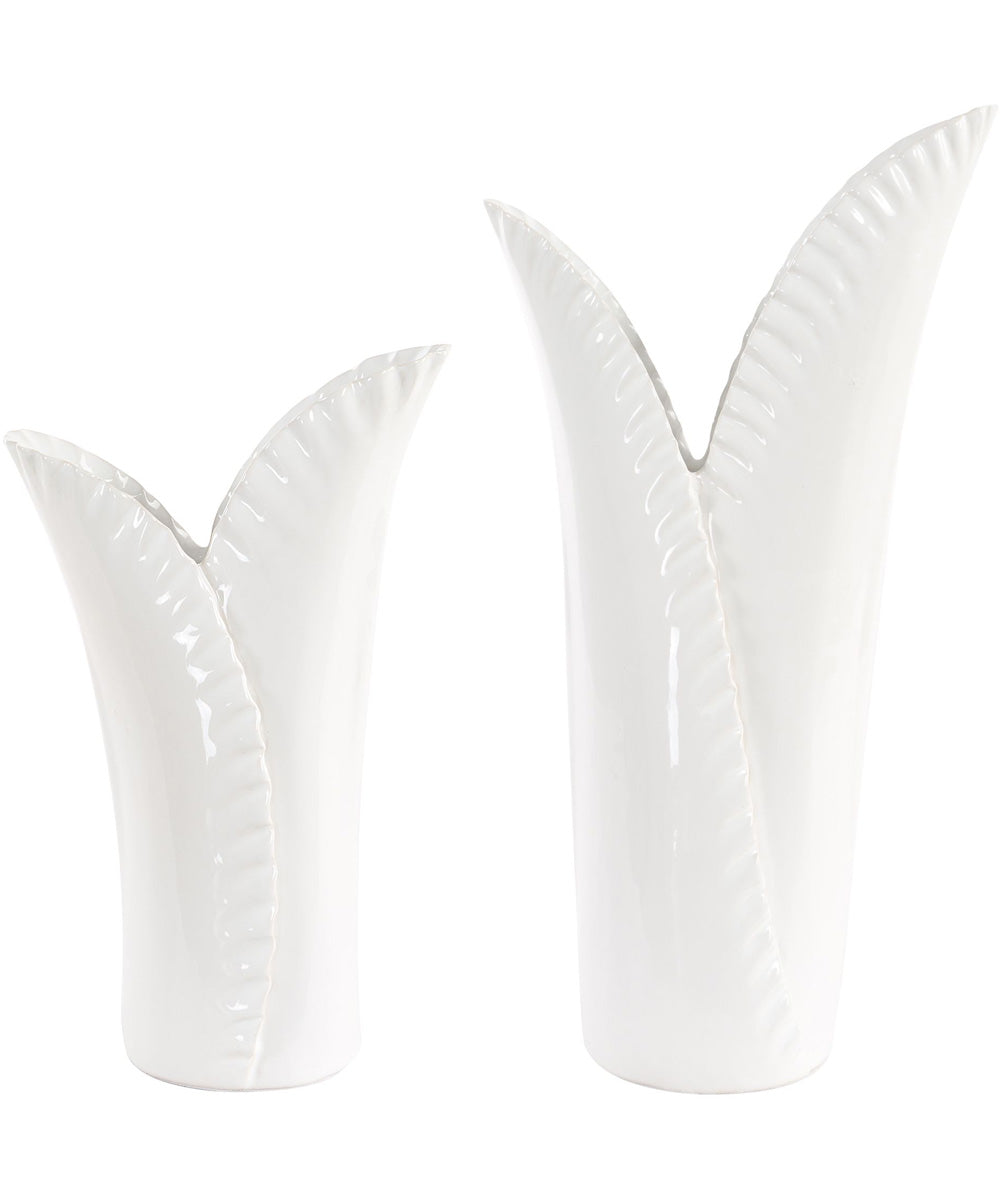 Leafscape White Vases Set of 2