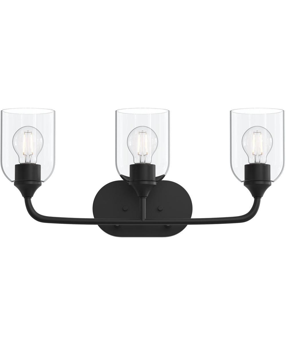 Ilia 3-Light Bath Vanity with Clear Glass Shade Matte Black
