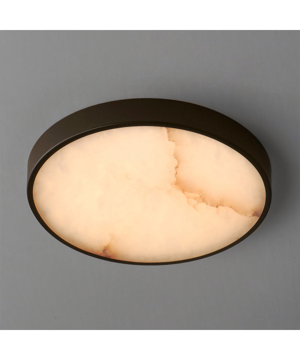 Slab 9 inch LED Alabaster Flush Mount Dark Bronze
