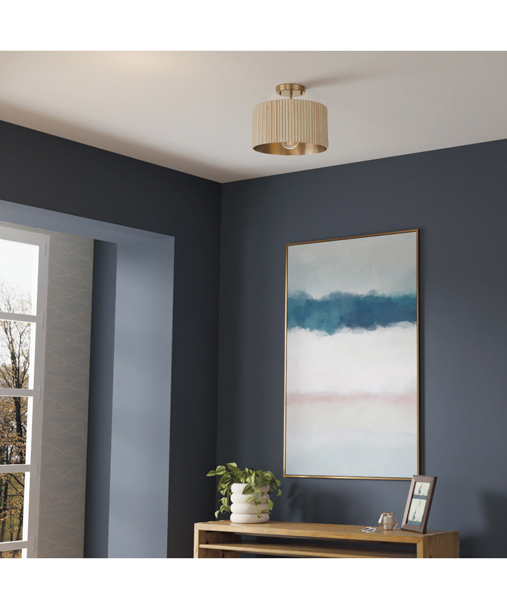 Donovan 1-Light Semi-Flush Ivory Wash and Matte Brass