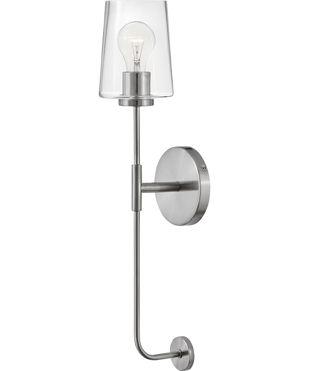 Kline 1-Light Large Single Light Tall Sconce in Brushed Nickel