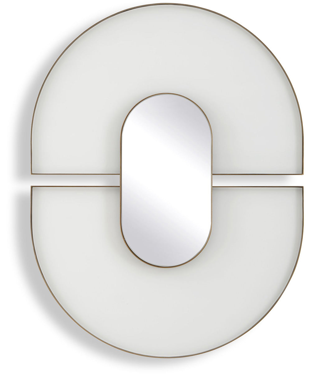 Encase Modern White Oval Mirror