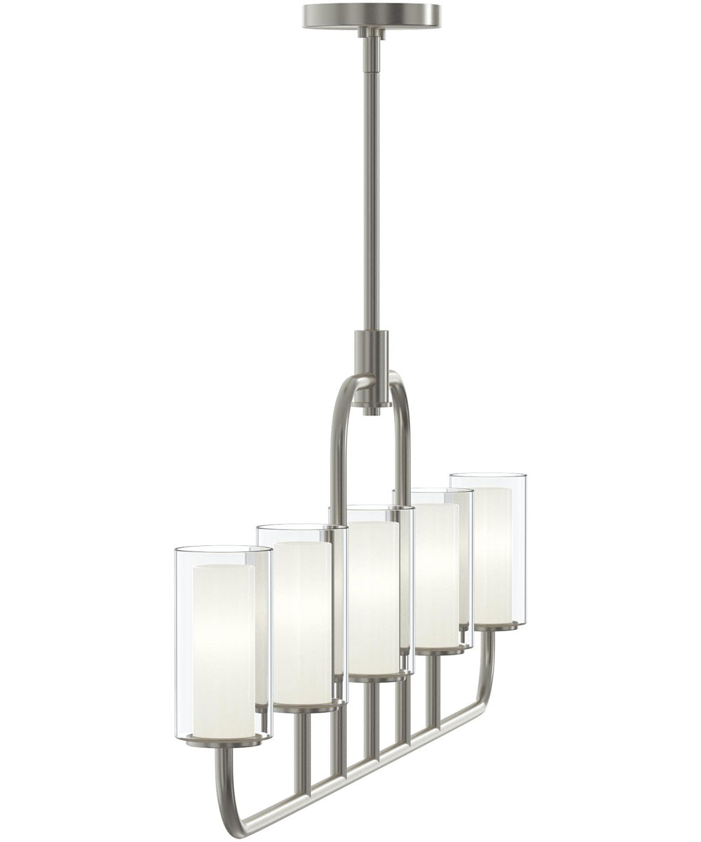 Mack 5-Light Linear Chandelier with Layered Glass Shades Brushed Nickel