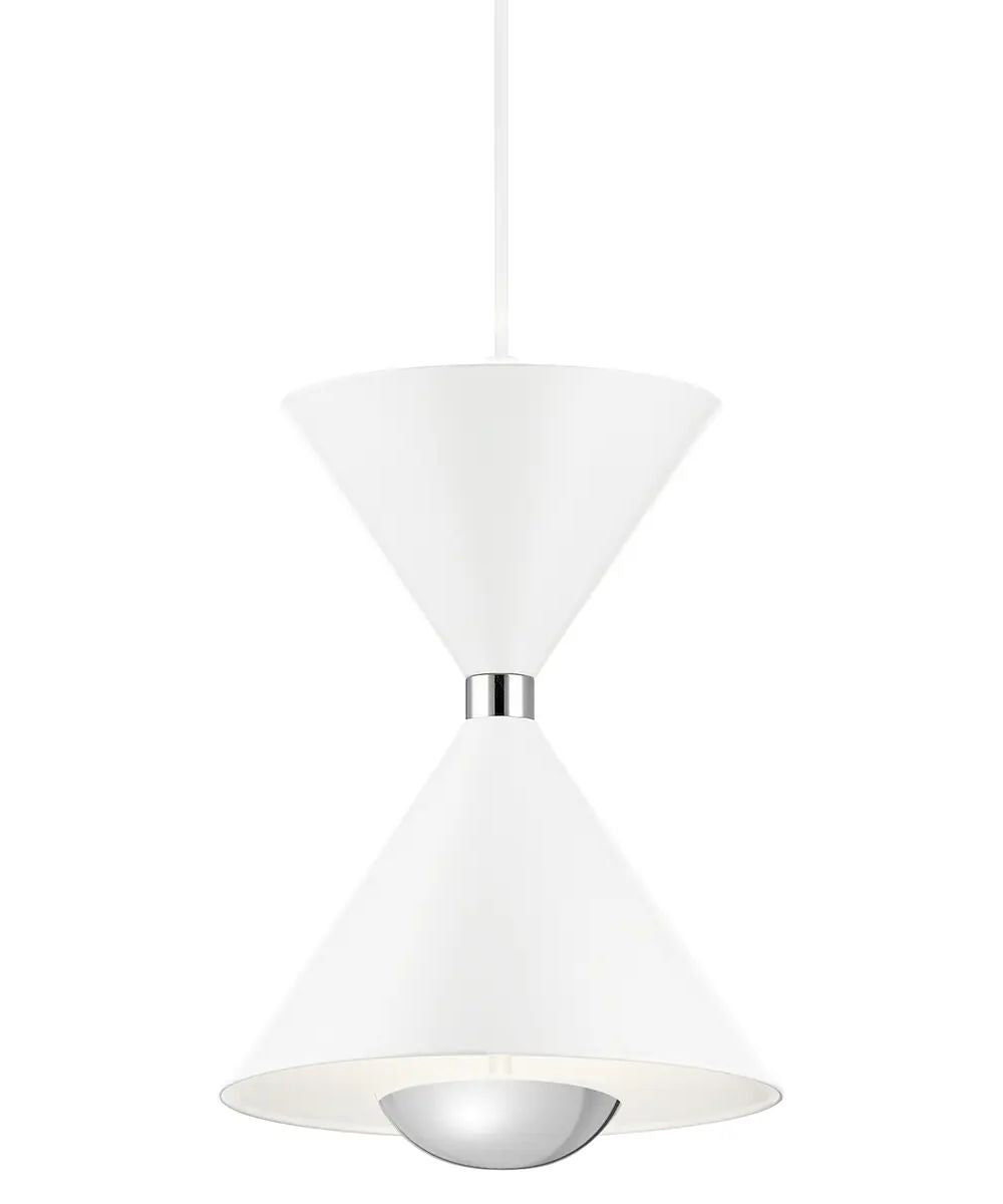 Kordan 8"W 1-Light LED Matte White  Metal Hourglass Mini Pendant Light Fixture by Kichler