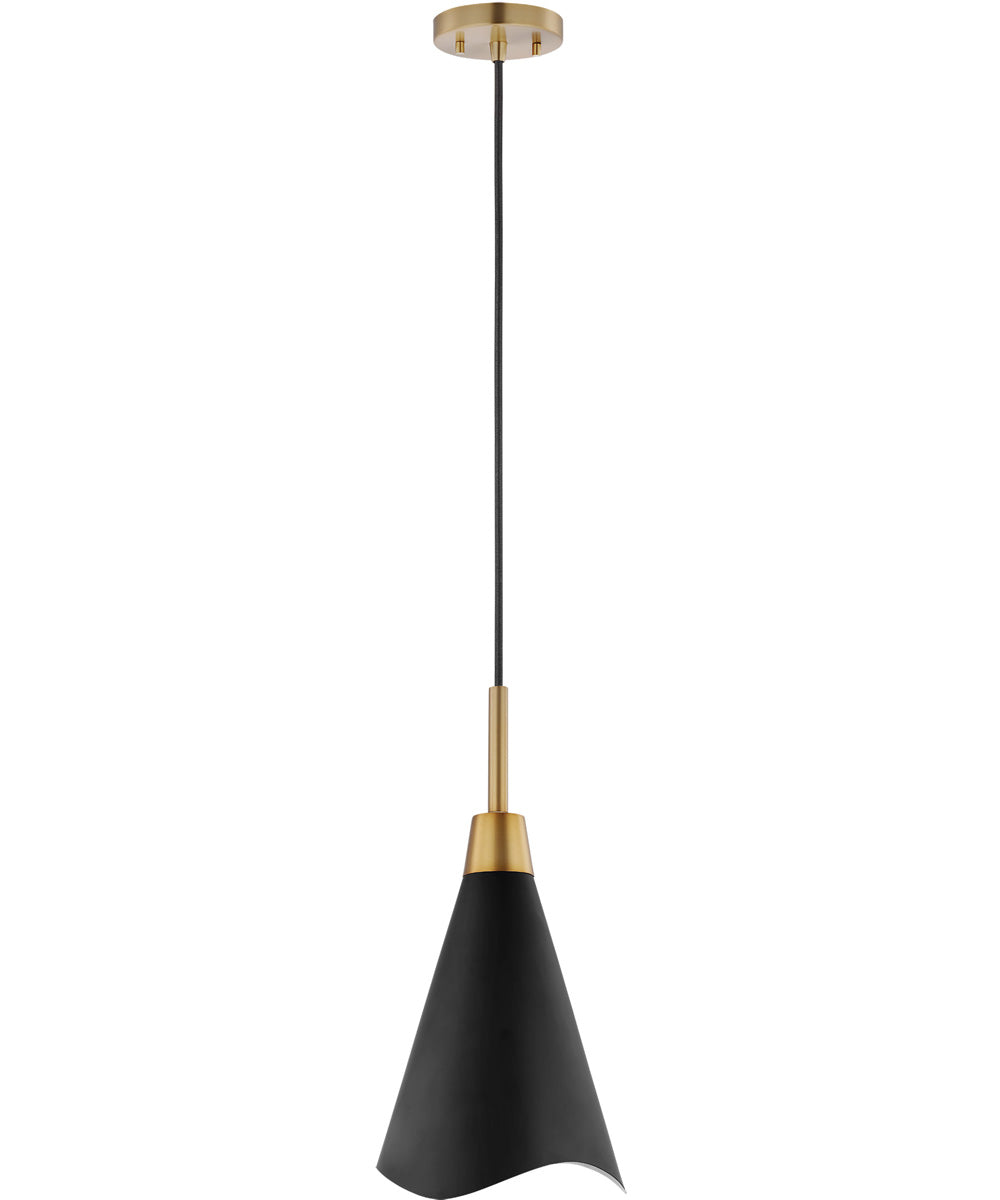 Tango 1-Light Pendant Matte Black / Burnished Brass