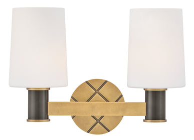 Declan 2-Light Small Two Light Vanity in Heritage Brass