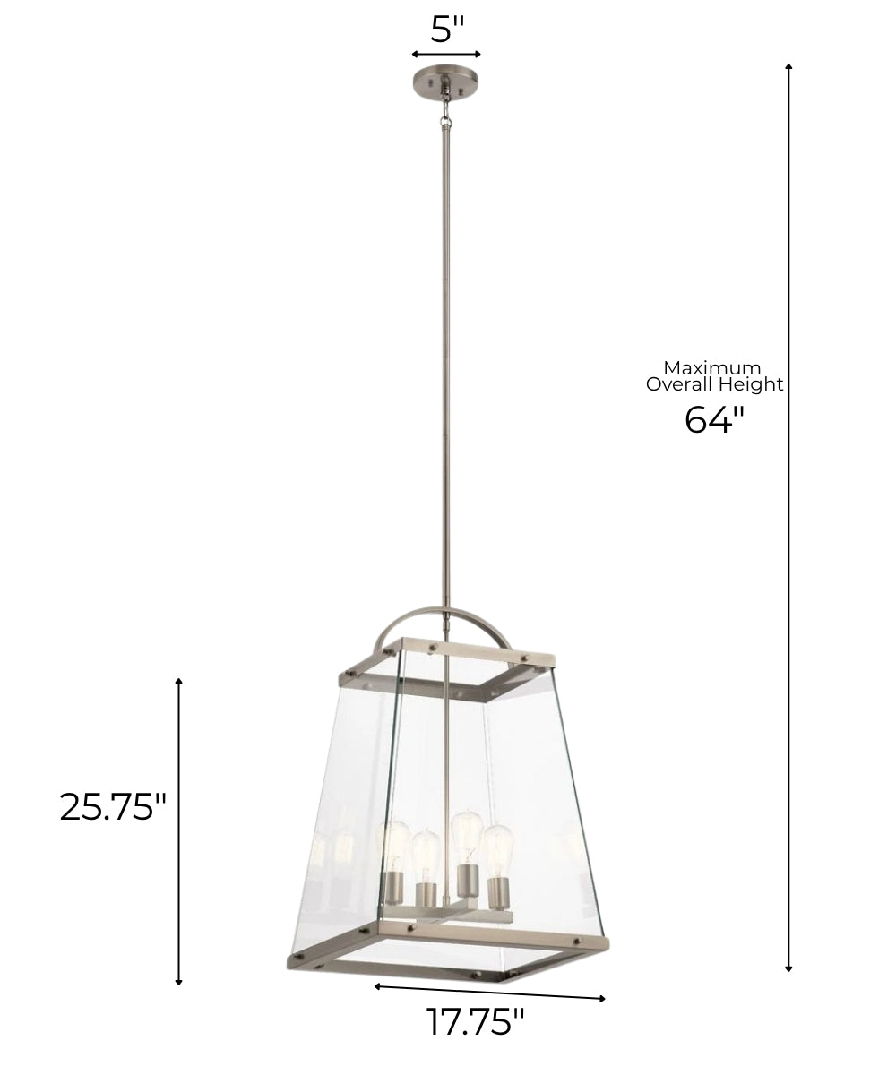 Darton 18"W 4-Light Classic Pewter Large Foyer Pendant with Clear Glass by Kichler