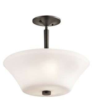 15"w Aubrey 3-Light Semi Flush Ceiling Light Olde Bronze Finish with Satin Etched Opal Glass Shade