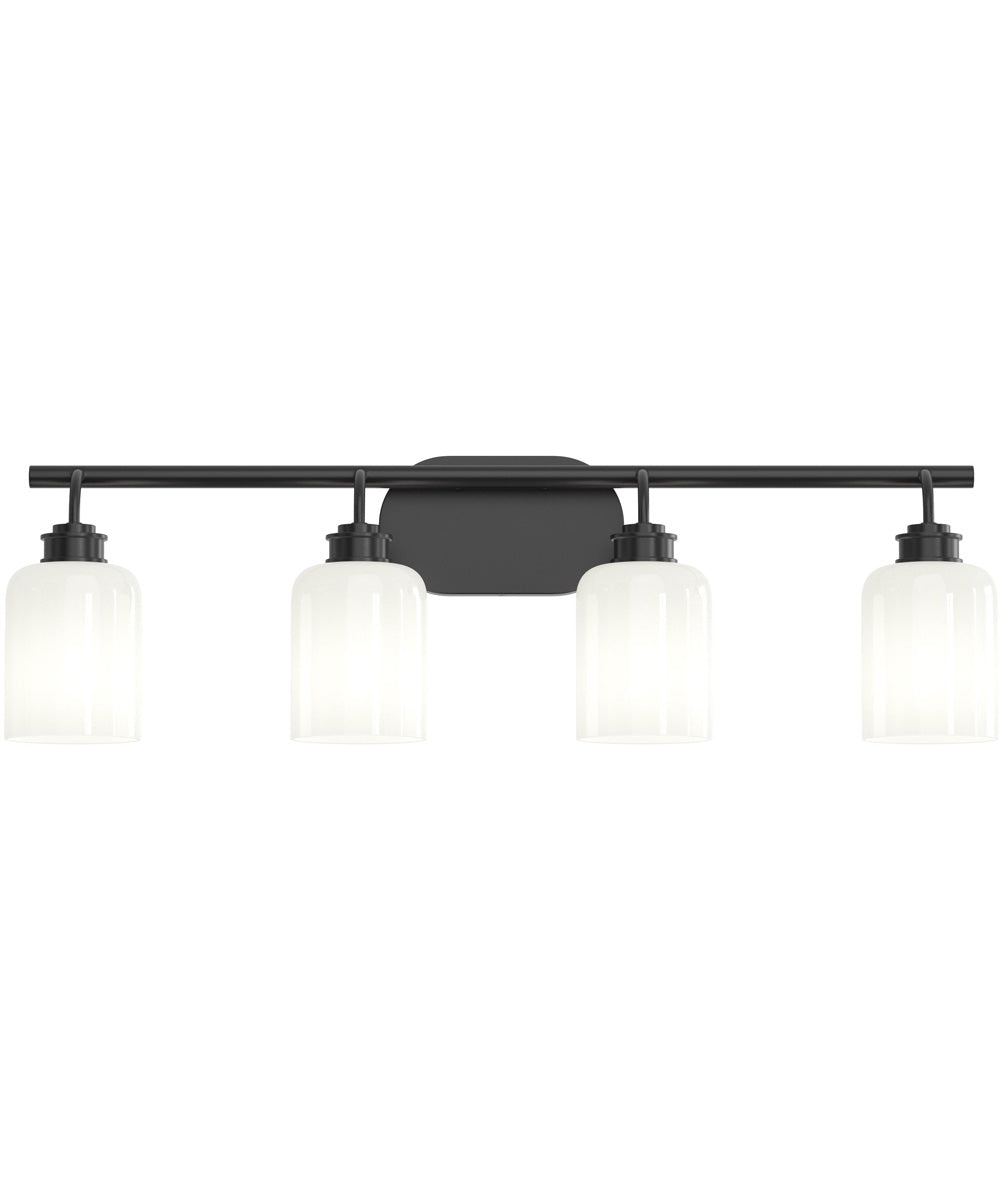 Reines 4-Light Bath Vanity with Opal Glass Shades Matte Black