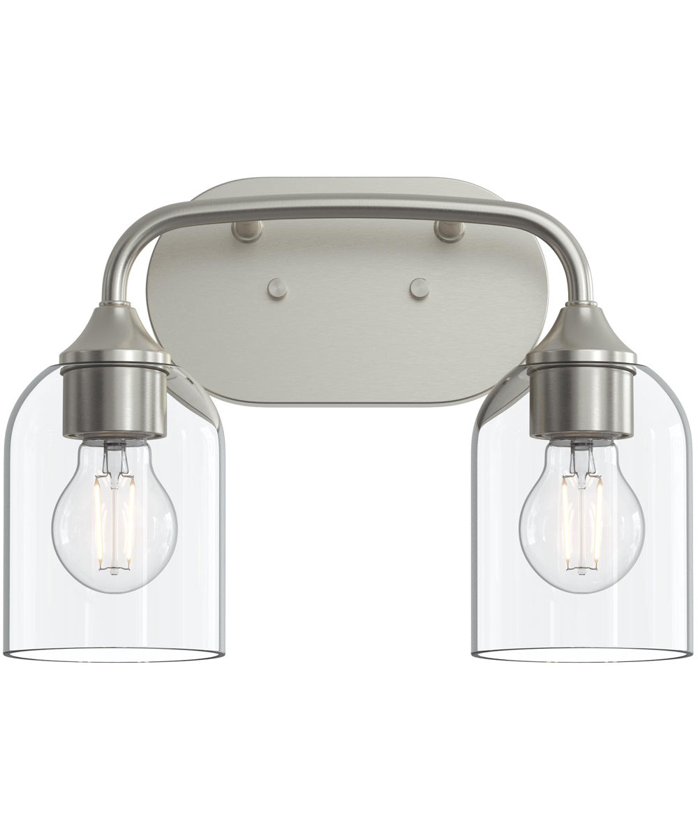 Ilia 2-Light Bath Vanity with Clear Glass Shade Brushed Nickel