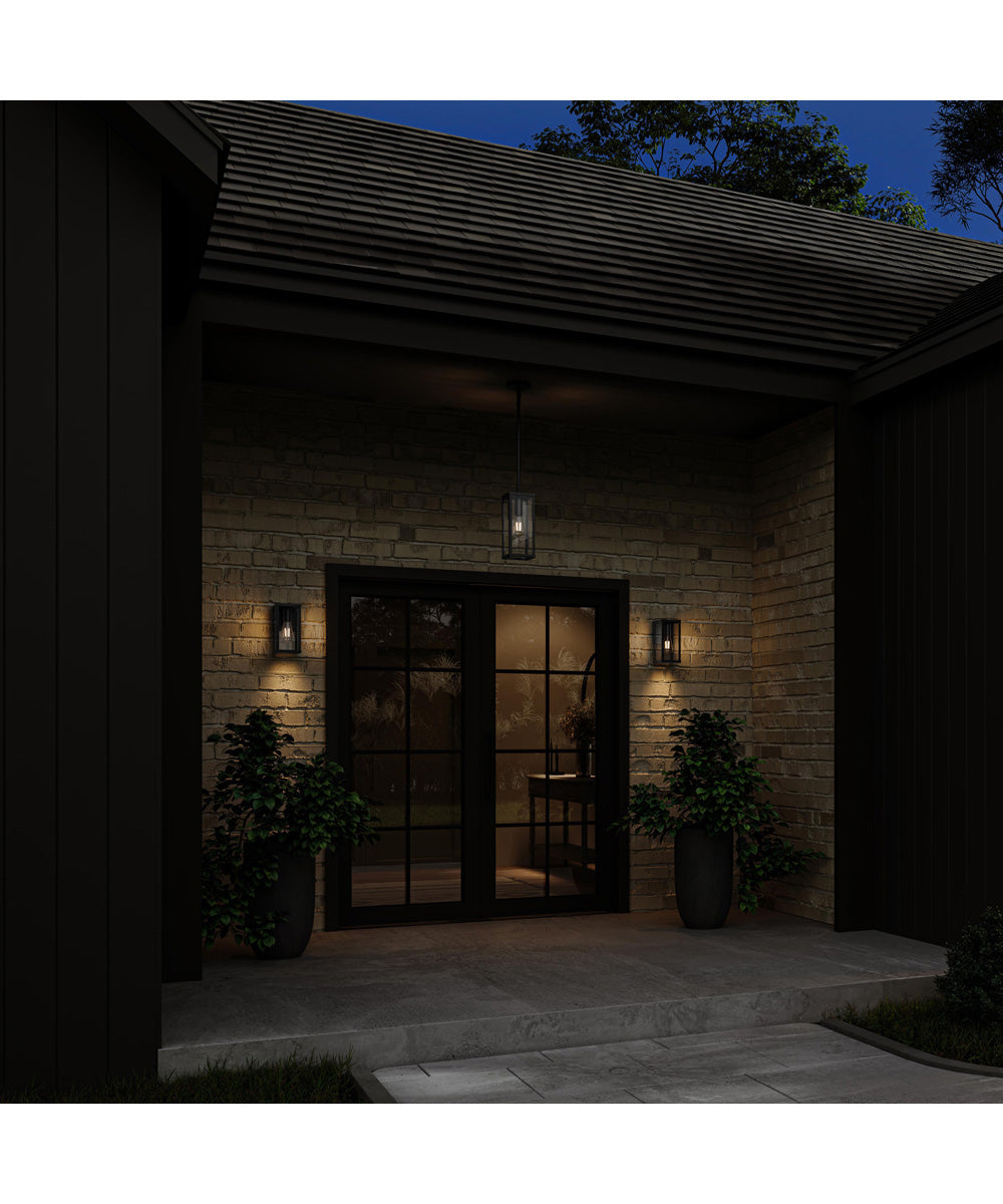 Ryle 1-Light Small Wall Lantern with Clear Glass Panels Matte Black